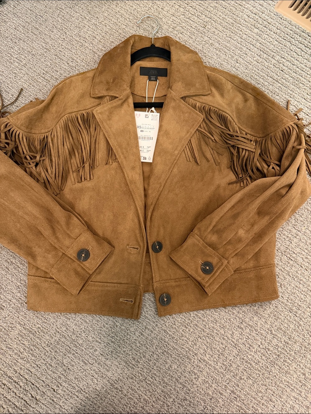 Zara Fringe Faux Suede Jacket - Picture 2 of 5